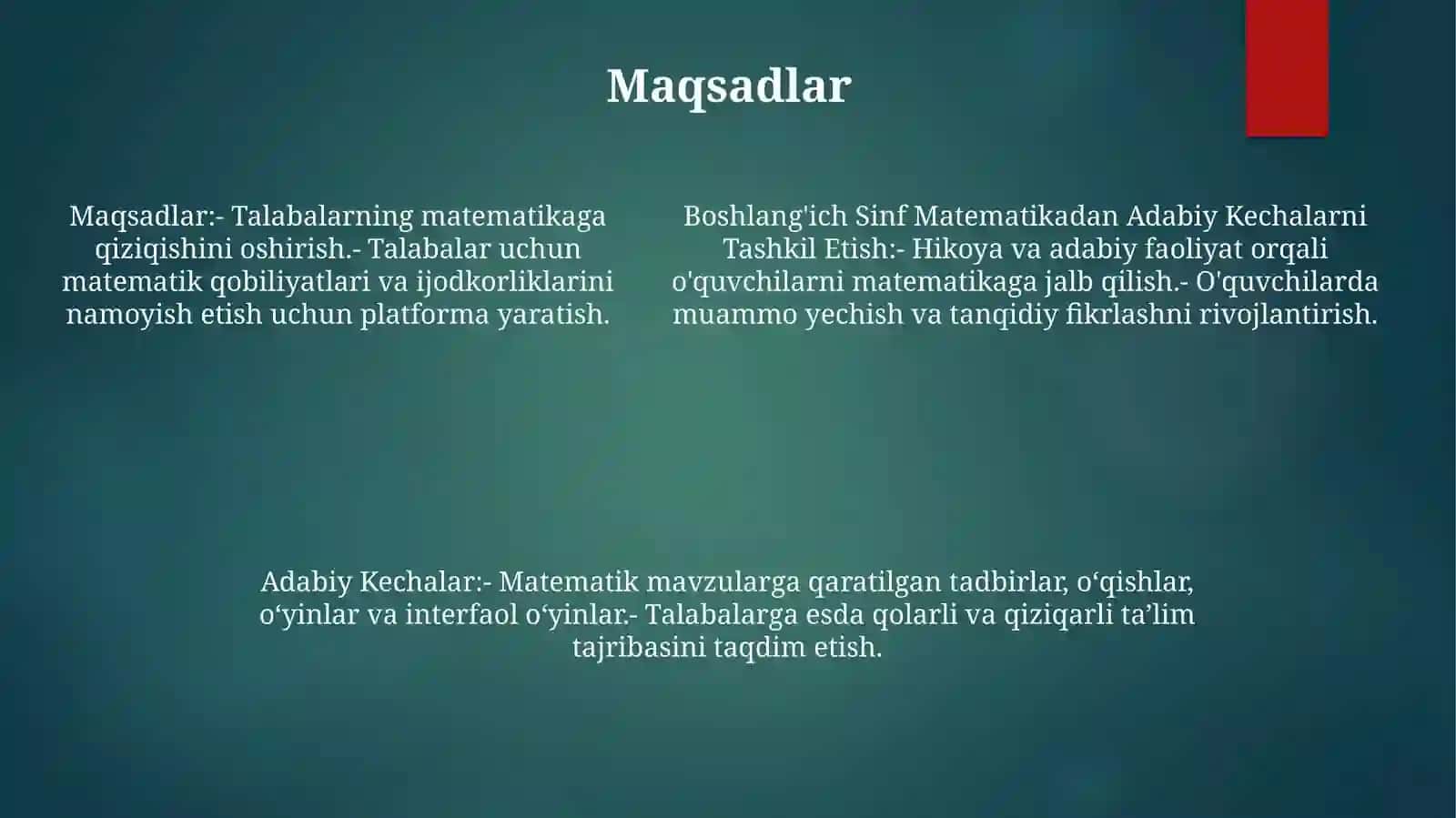BoshlangʻIch Sinf Matematikadan Adabiy Kechalarni Tashkil Etish 4
