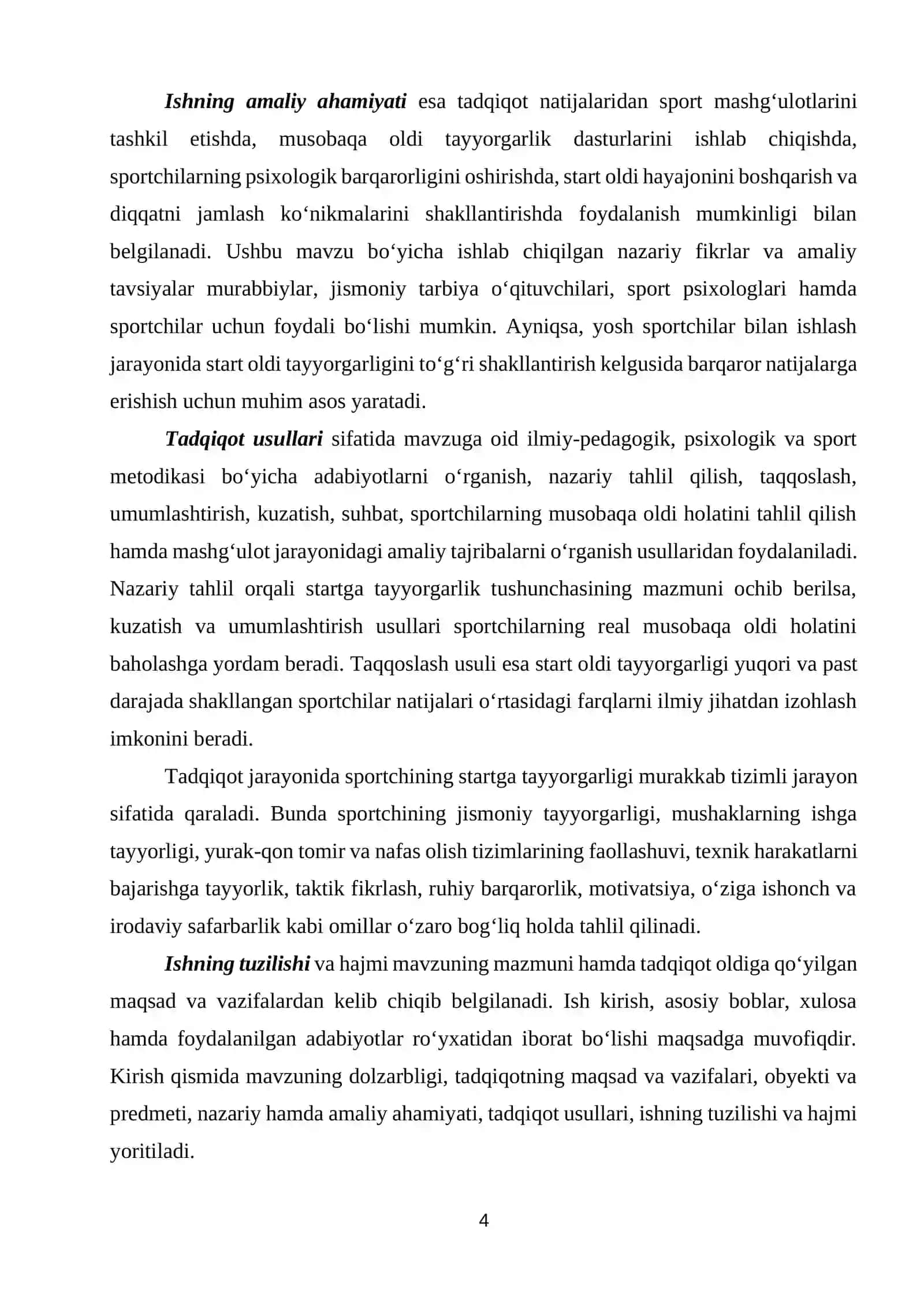 SPORTCHILARNING STARTGA TAYORGARLIGI VA UNING NATIJAGA TASIRI 4