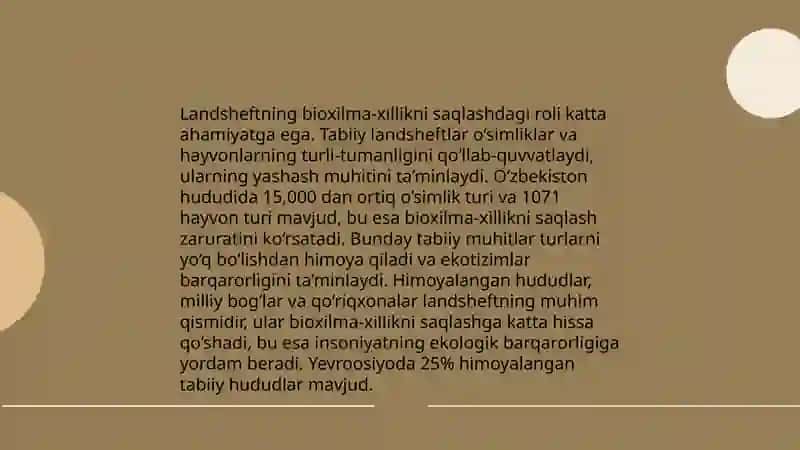 Landshaftlarning ekologik funksiyasini tahlil qilish 4