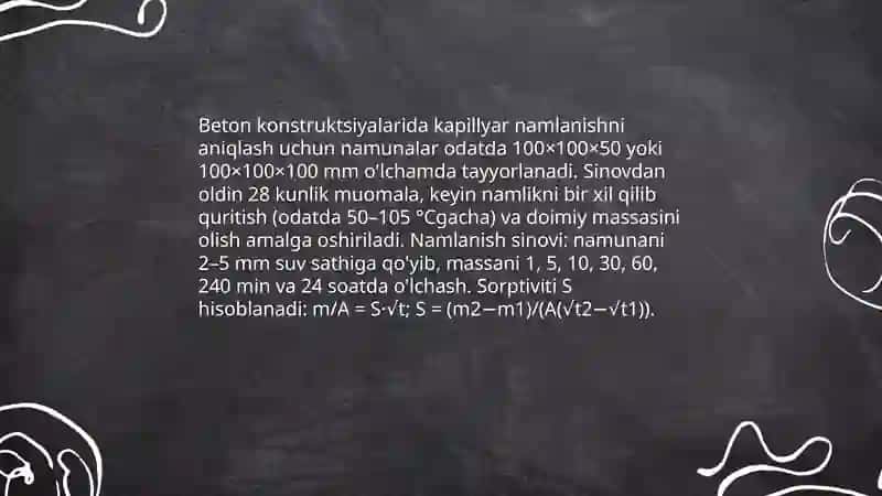 Qurilish konstruksiyalarini namlanish va ularda himoyalash boʻyicha tajriba 4