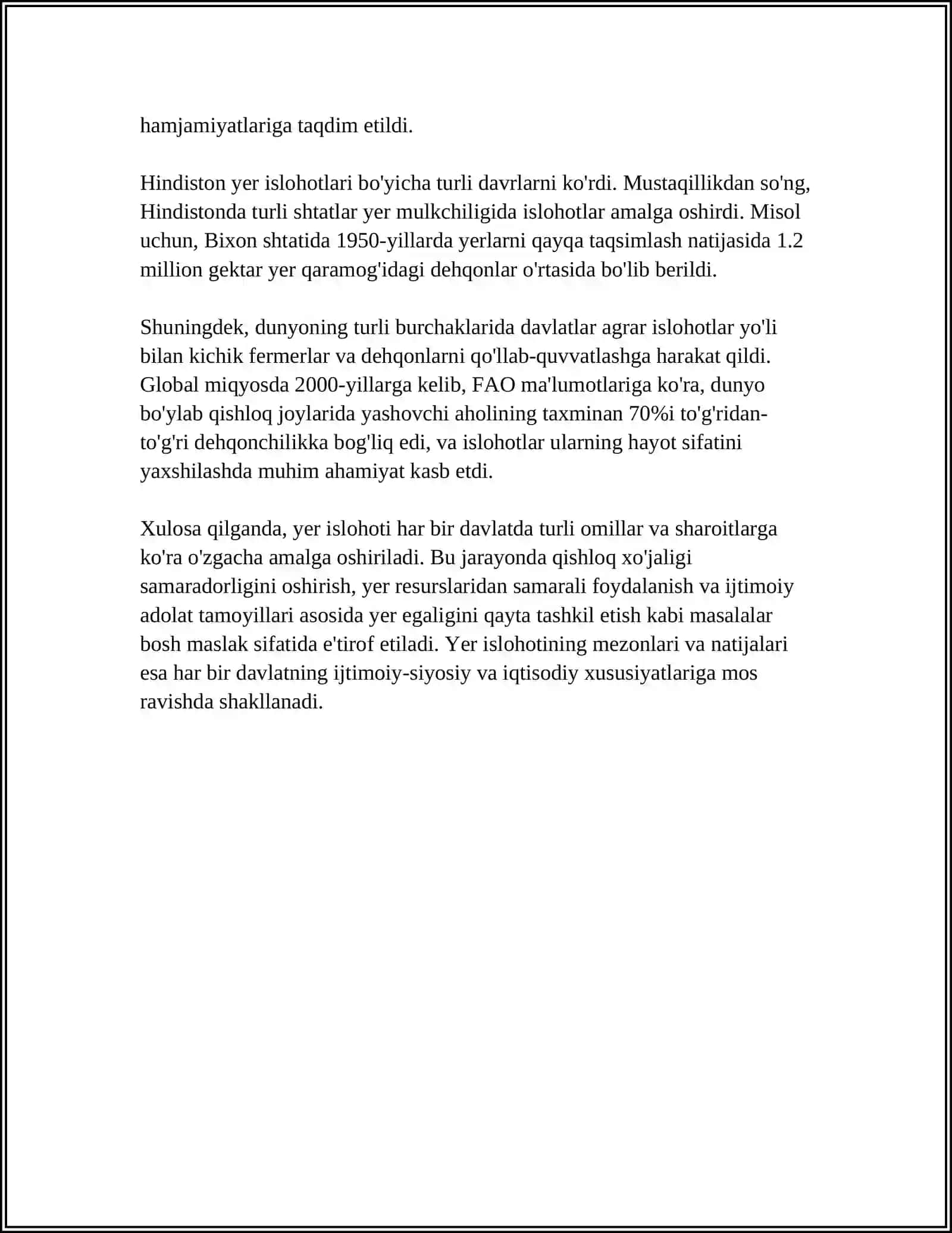 MUSTAQILLIK YILLARIDA QISHLOQ XO'JALIGI VA SANOAT SOHASIDAGI O'ZGARISHLAR 4