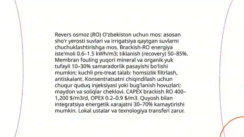 O’zbekiston sharoitida sho’r suvni chuchuklantirish 4