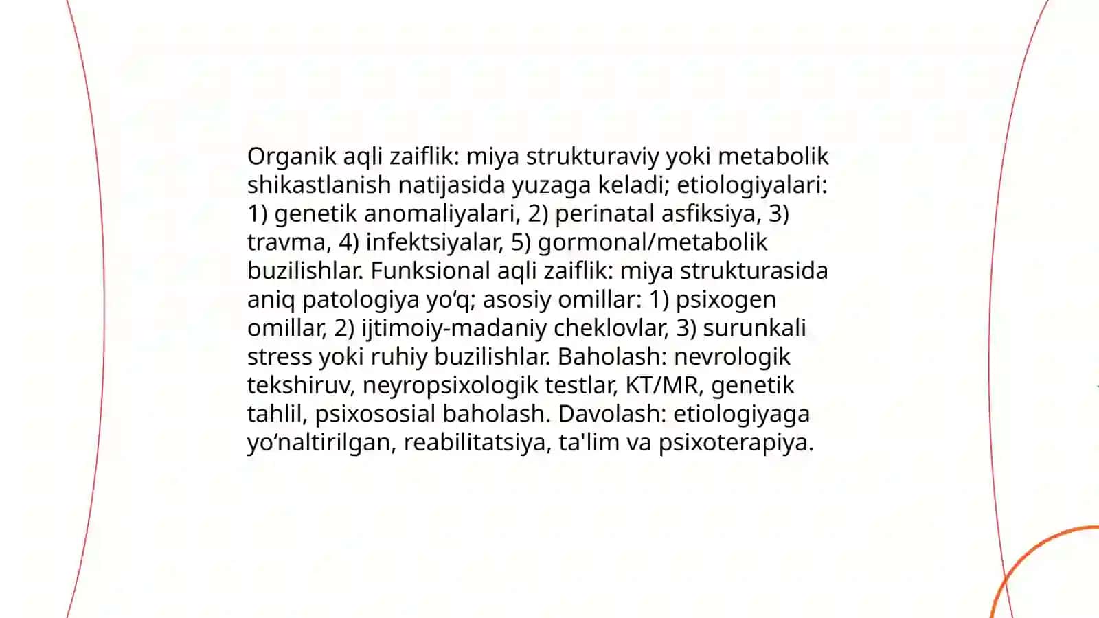 Aqli zaiflik tasnifi. Psixosomatik kasalliklari 4