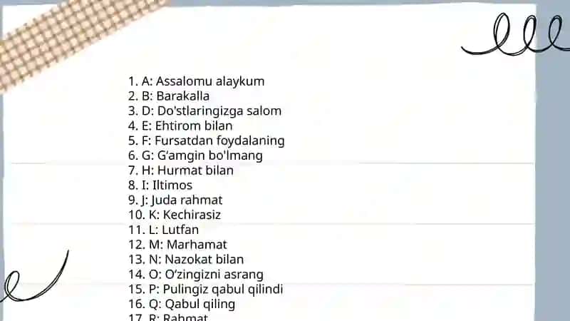 Xushmuomalik alifbosi 4