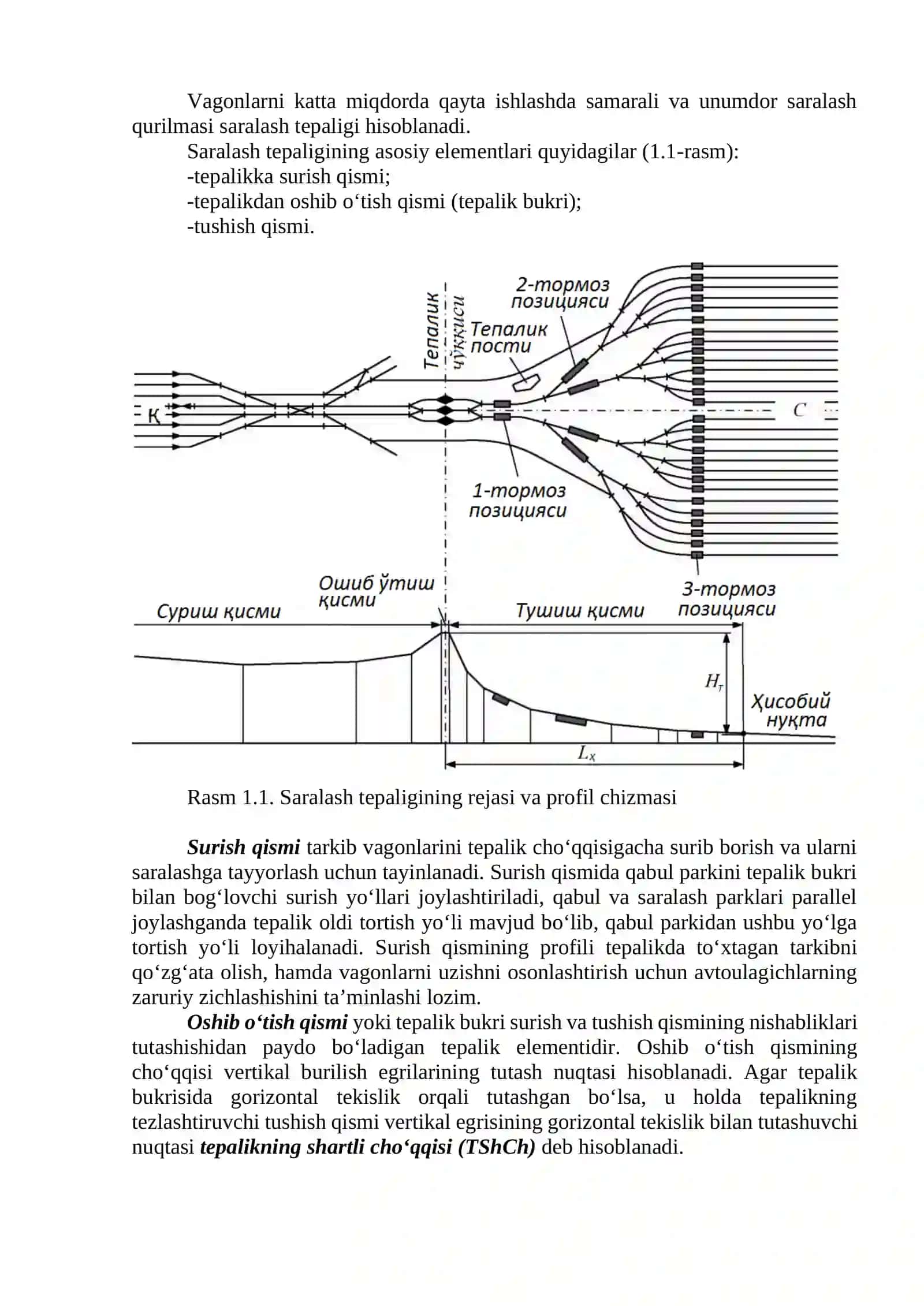 2-mavzu. Bekatda saralash inshootlari, turlari va qo‘llanishi. Saralash tepaligi turini tanlash. Saralash tepaligi planini tanlash va strelkali bo‘g‘zini loyihalash 4
