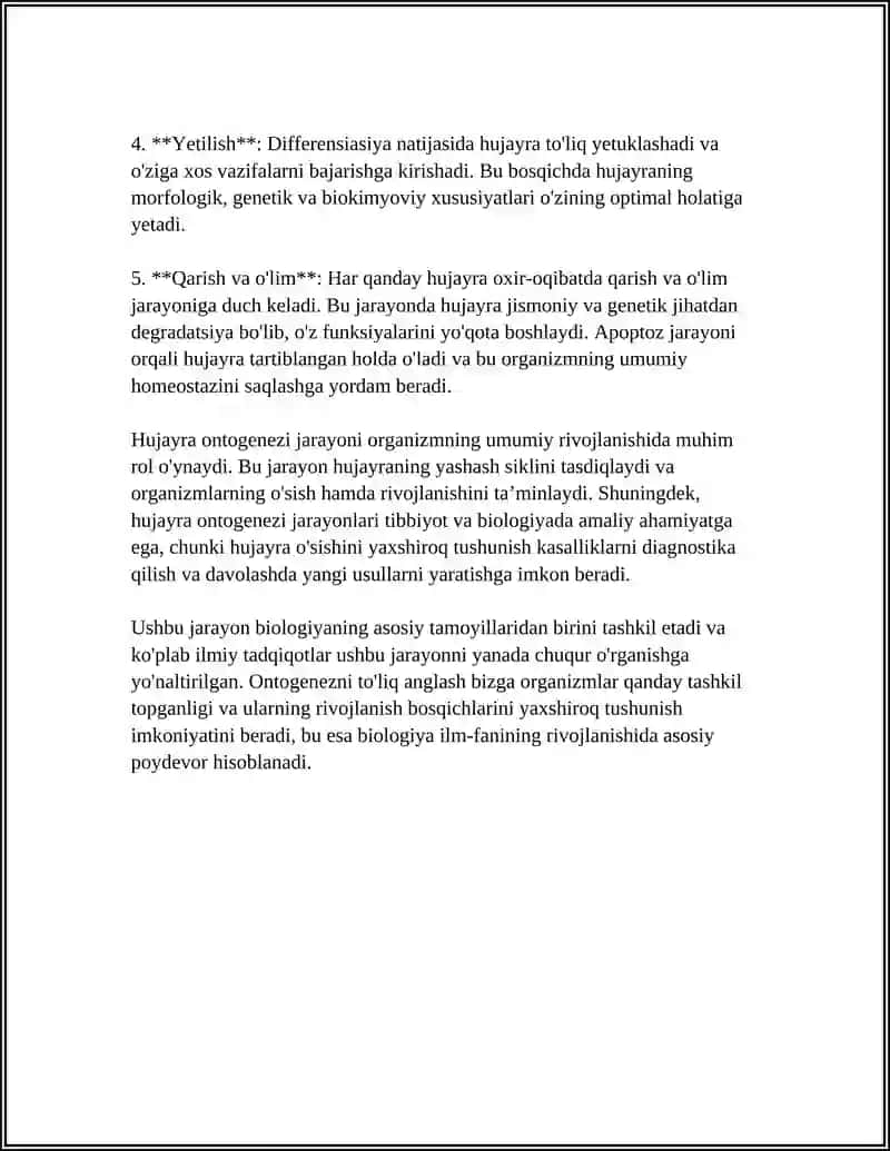 Hujayra Ontogenezining Rivojlanish Bosqichlari 4
