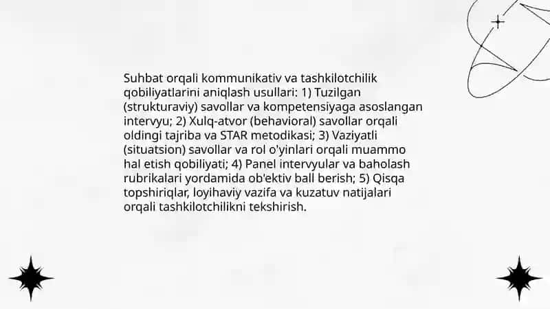 Kommunikativ va tashkilotchilik layoqatlarini baholash 4