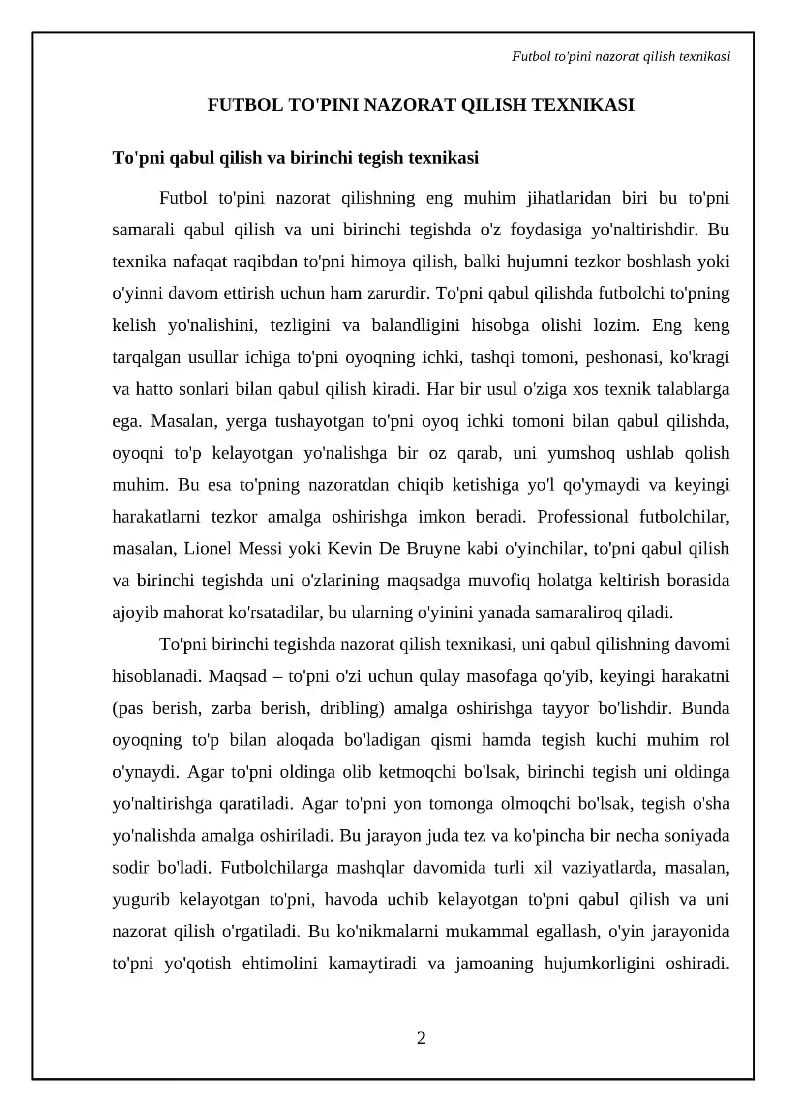 Futbol topini toxtatish usullari texnikasi 4