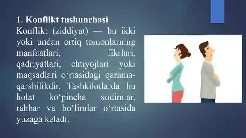 Tashkilotda konfiliktli vaziyatlarni boshqarishning zamonaviy usullari 4