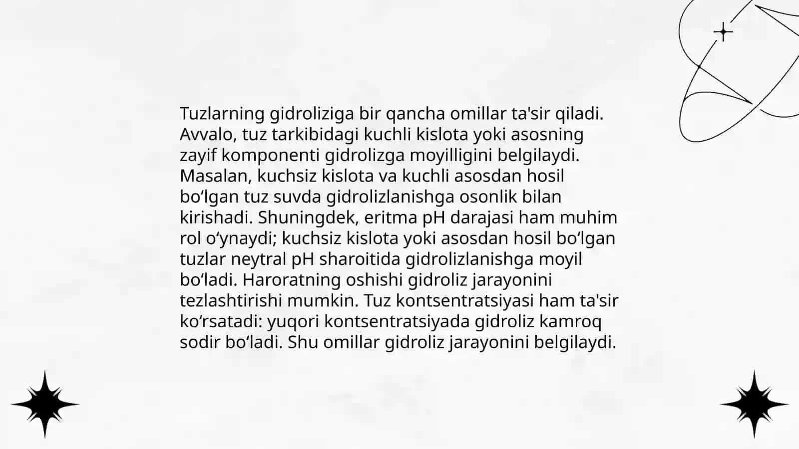 Tuzlarning gidrolizi. pH. Suvning ion koʻpaytmasi 4