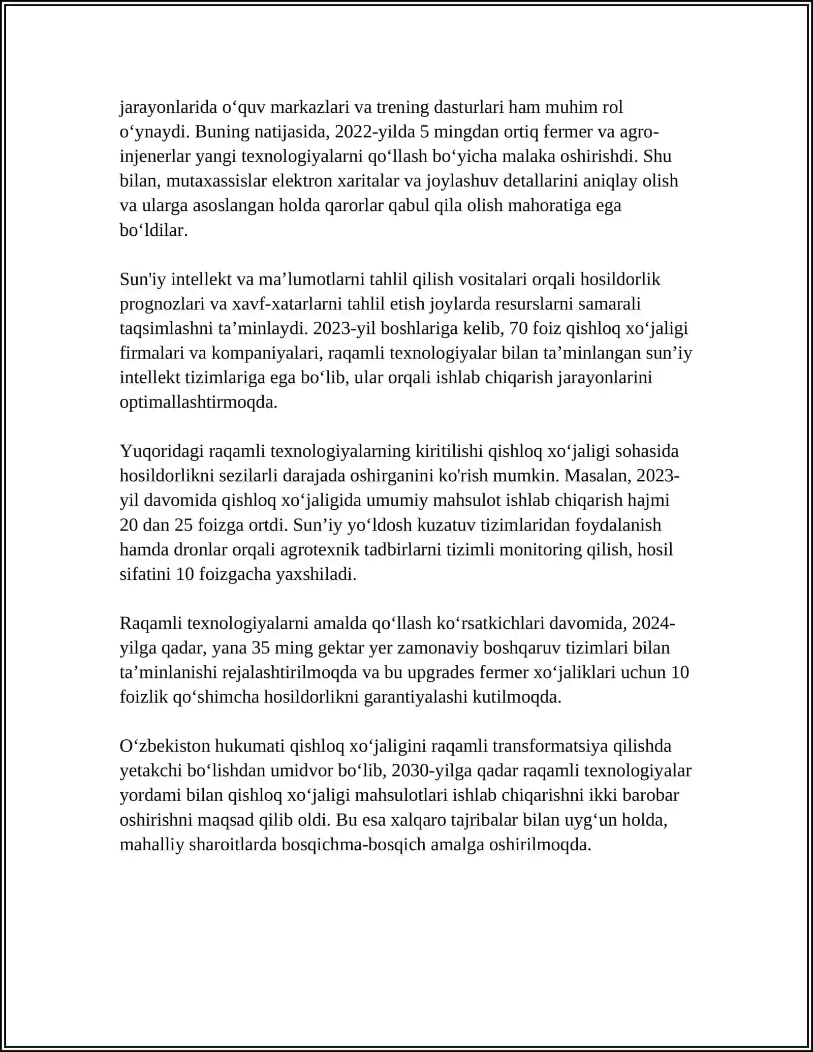 MAMLAKAT IQTISODIYOTINI RIVOJLANTIRISHDA INFORMATIKA VA RAQAMLI TEXNALOGIYALARNING OʻRNI 4
