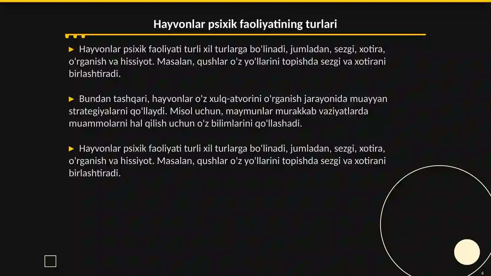 Zoopsixologiya va qiyosiypsixologiya. Hayvonlar psixik faoliyatining umumiy tavsifi 4