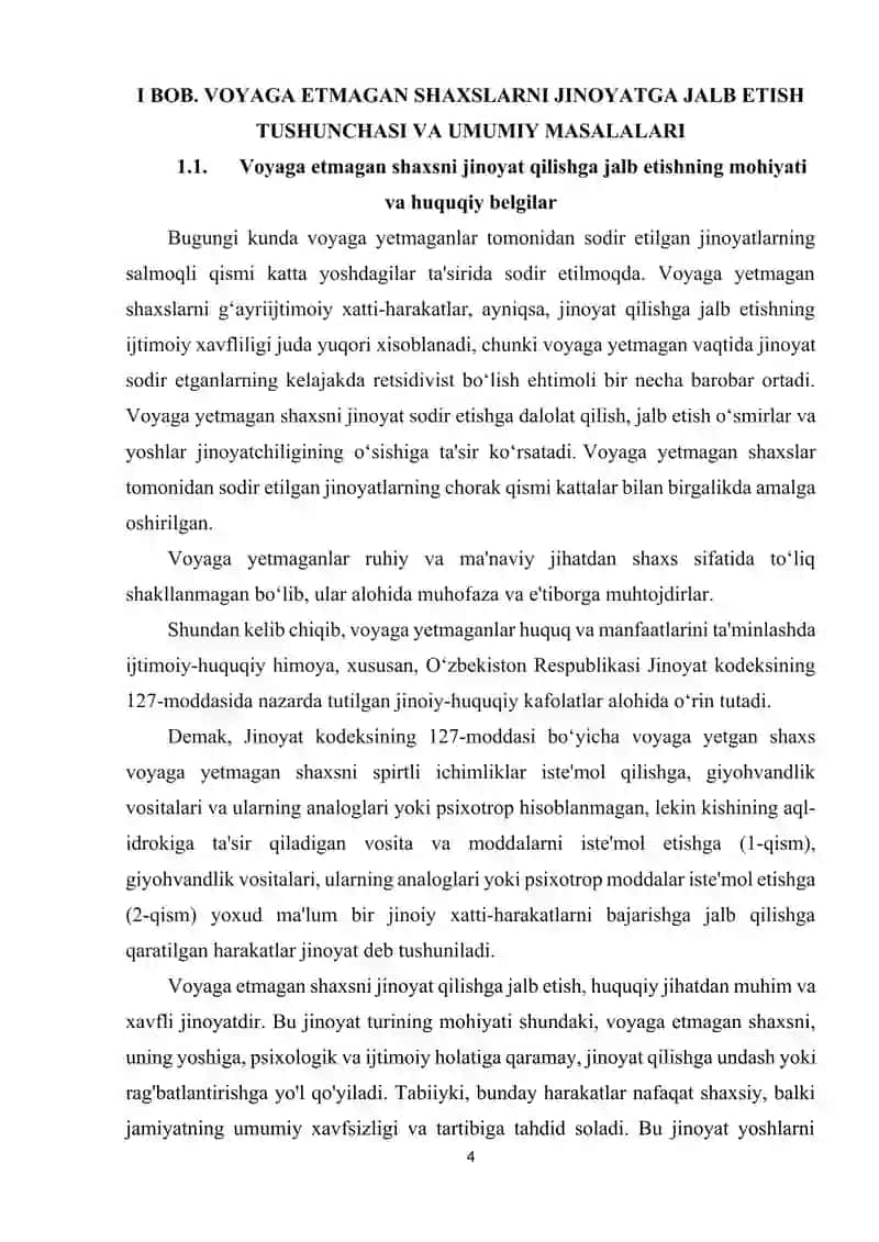 Voyaga yetmagan shaxsni jinoyat qilishga jalb etish uchub javobgarlik 4
