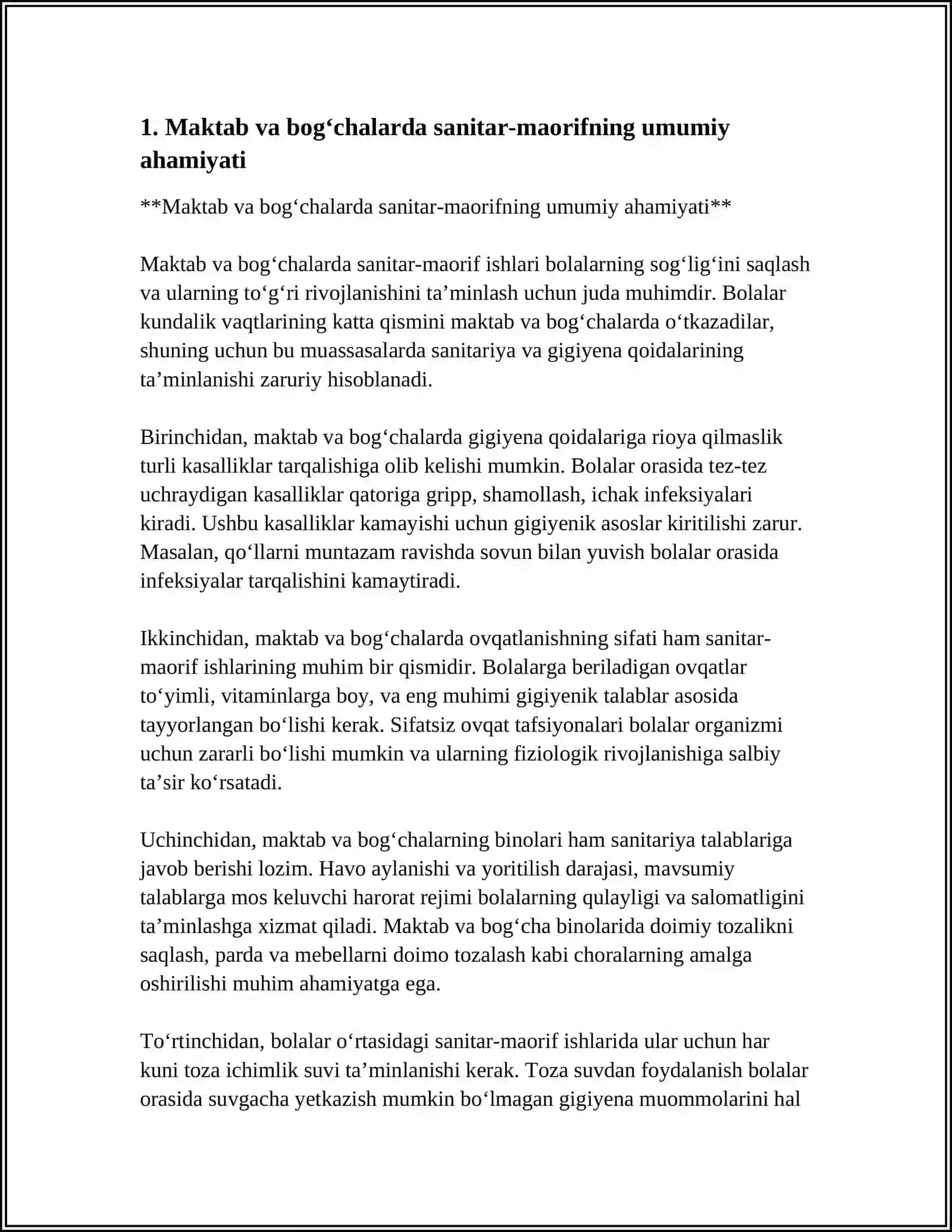 MAKTAB VA BOGʻCHALARDA SANITAR-MAORIFNING OʻRNI 4