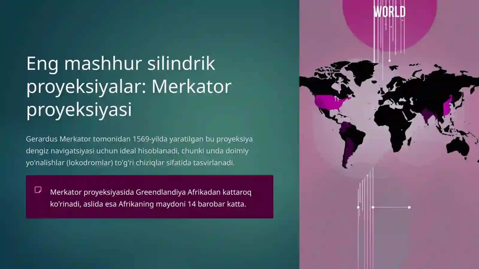 Dunyo kartalarini tuzishda silindrik va psevdosilindrik proyeksiyalar 4