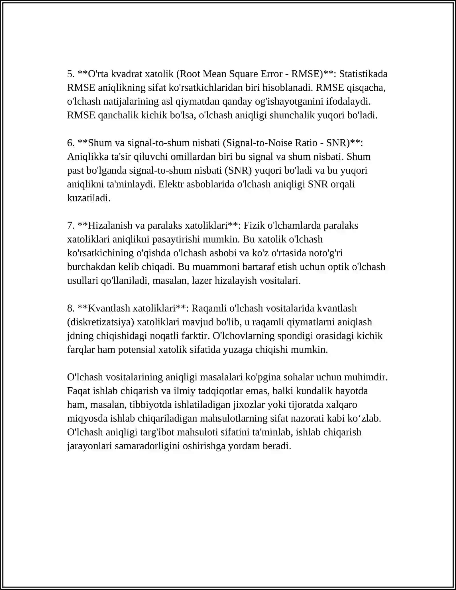 OʻLCHASH VOSITALARINING METROLOGIK XARAKTERISTIKASI 4