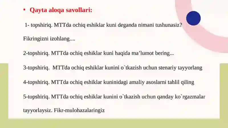 MTTda ochiq eshiklar kunini kuzatish va tahlil qilish 4