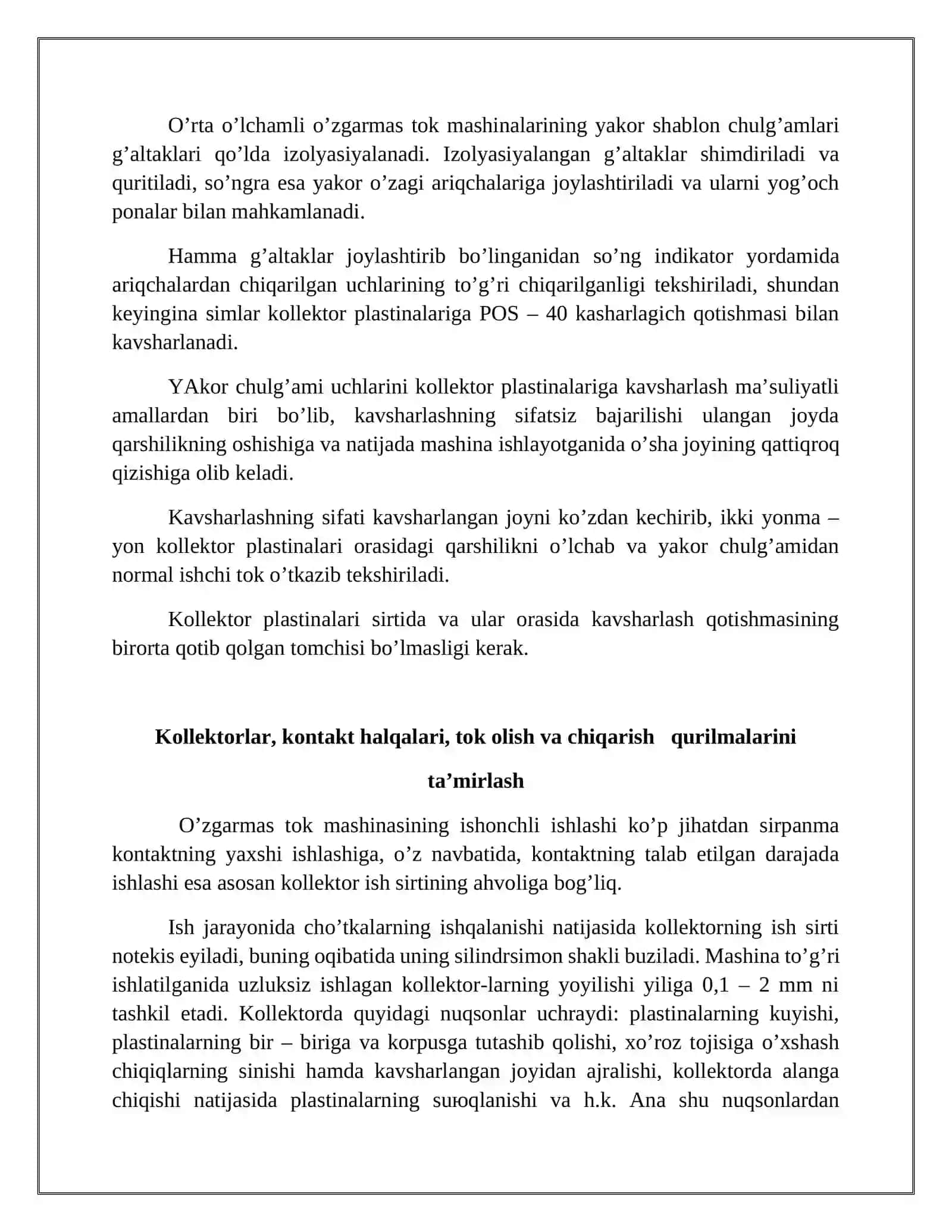 Kоnchilik kоrхоnalaridagi o’zgarmas tоk elеktr mоtоrlarini ta’mirlash va ularga tехnik хizmat ko’rsatish 4
