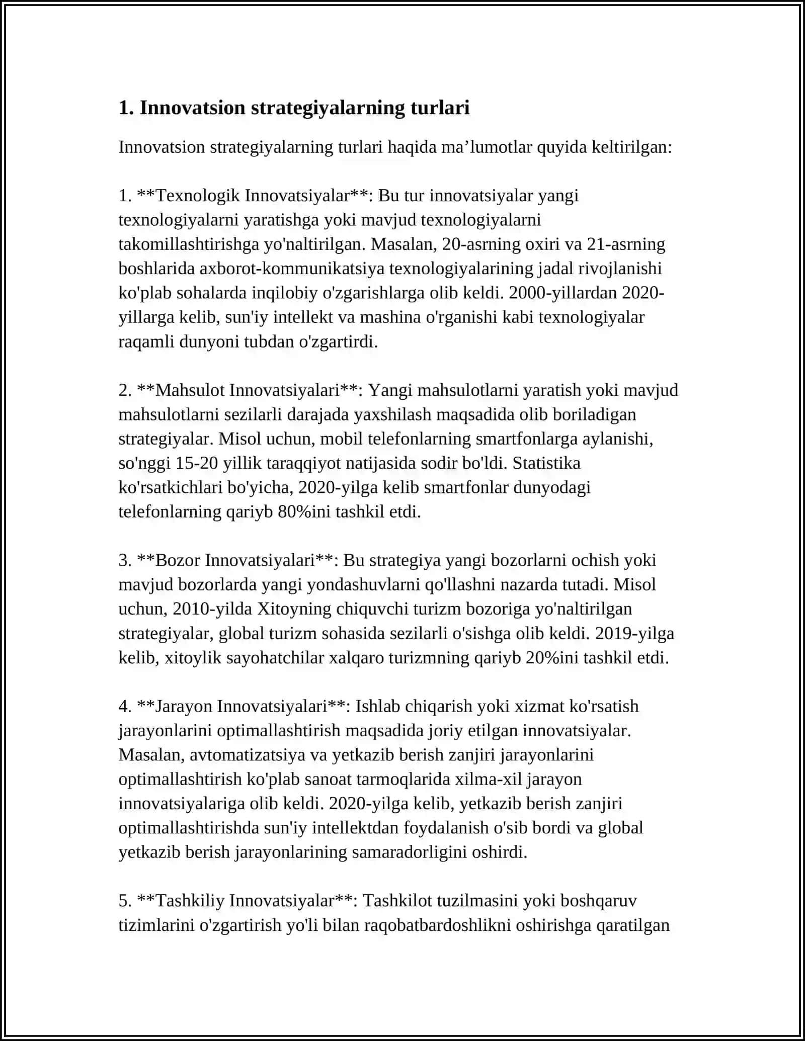 ZAMONAVIY INNOVATSIYA STRATEGIYALARING MOHIYATI VA TURLARI 4