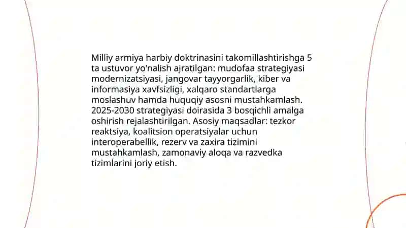 Özbekiston qurolli kuchlari. "Milliy armiya"ning takomillashishi. 4