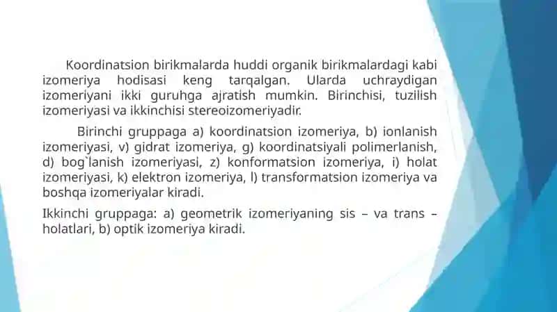Koordinatsion birikmalarning kisota-asos va oksidlanish-qaytarilish xossalari 4