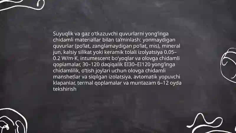 Sanitar-texnika tizimlarida yong‘in xavfsizligi 4
