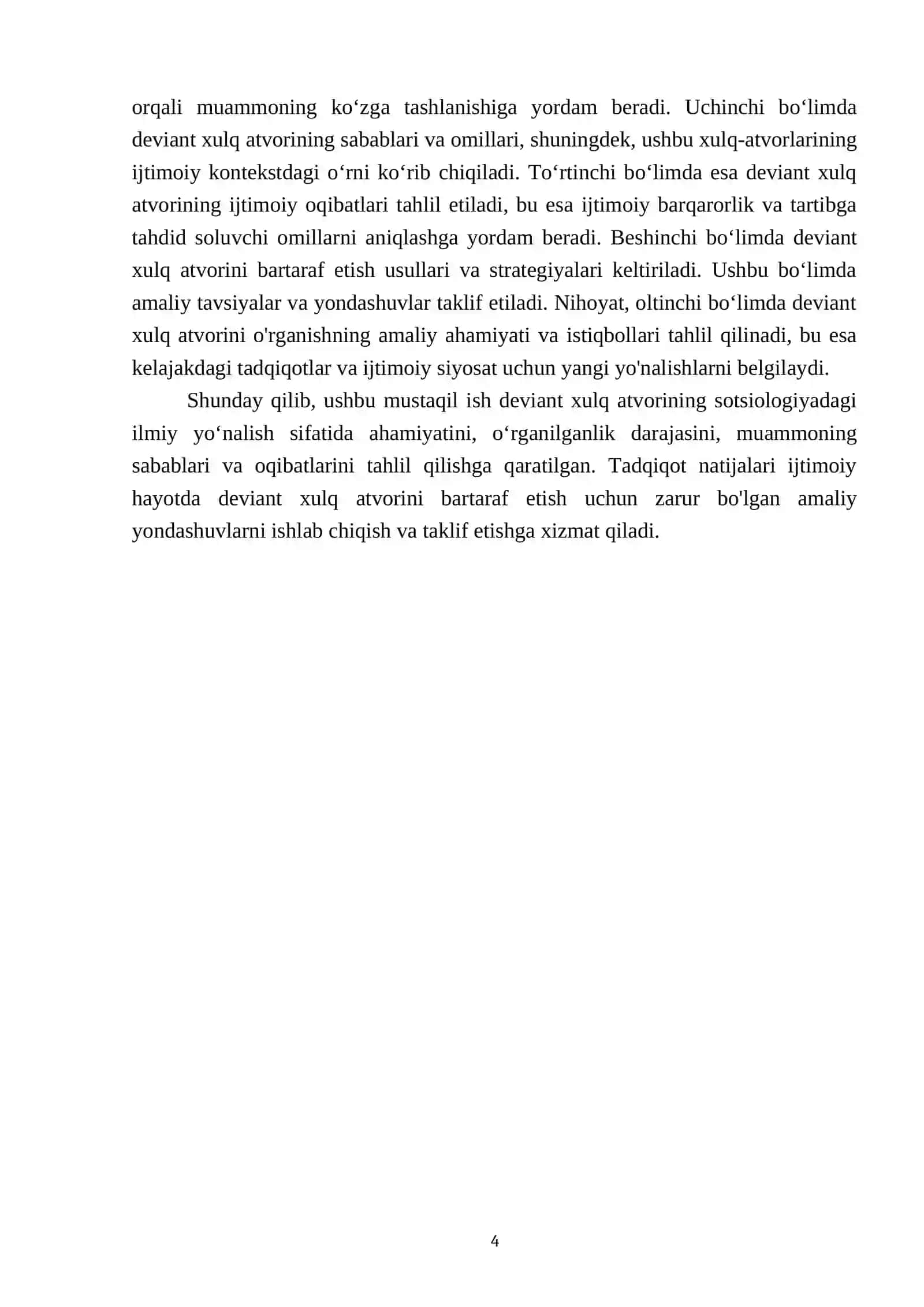 Deviant xulq atvor (ogʻma xulq-atvor)muammosini oʻrganish sotsiologiyadagi ilmiy yoʻnalish sifatida 4