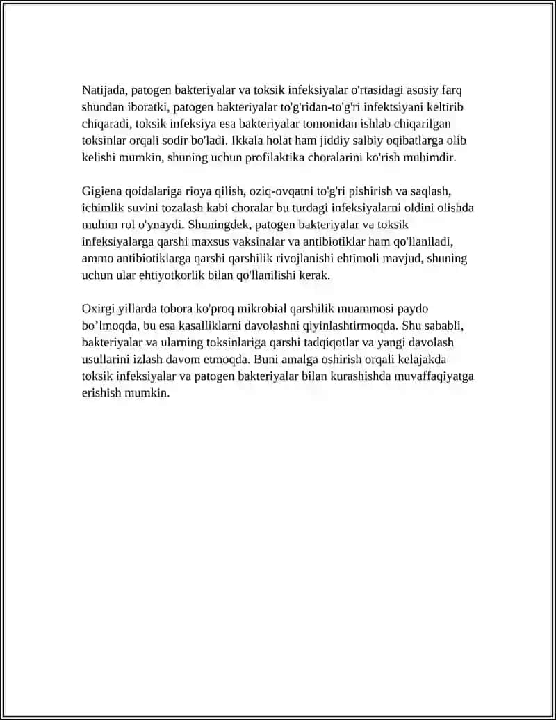 PATOGEN BAKTERIYALAR KELTIRIB CHIQARADIGAN TOKSIK INFEKSIYALAR 4
