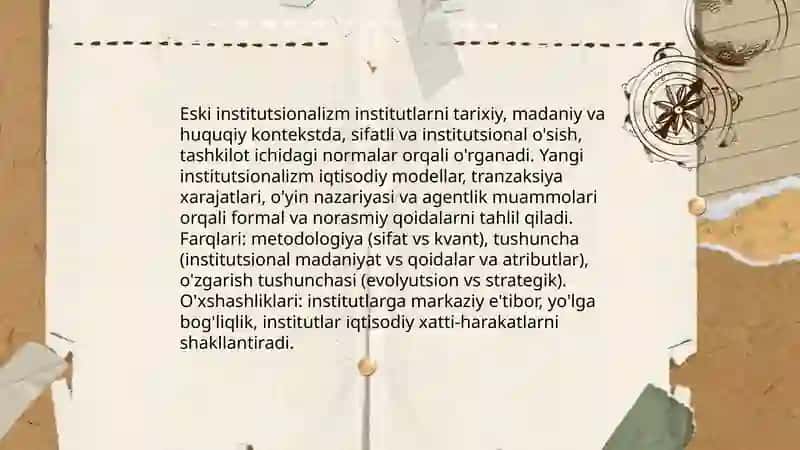 Institutsionalizm: Iqtisodiyotdagi institutlar va ularning evolyutsiyasi 4