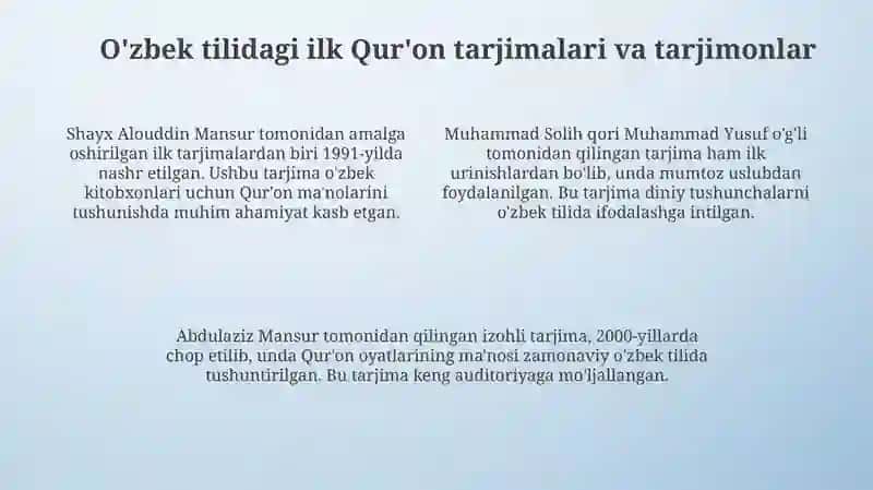 Mustaqillik Yillarida Qur'onning O'zbek Tiliga Tarjimasi 4