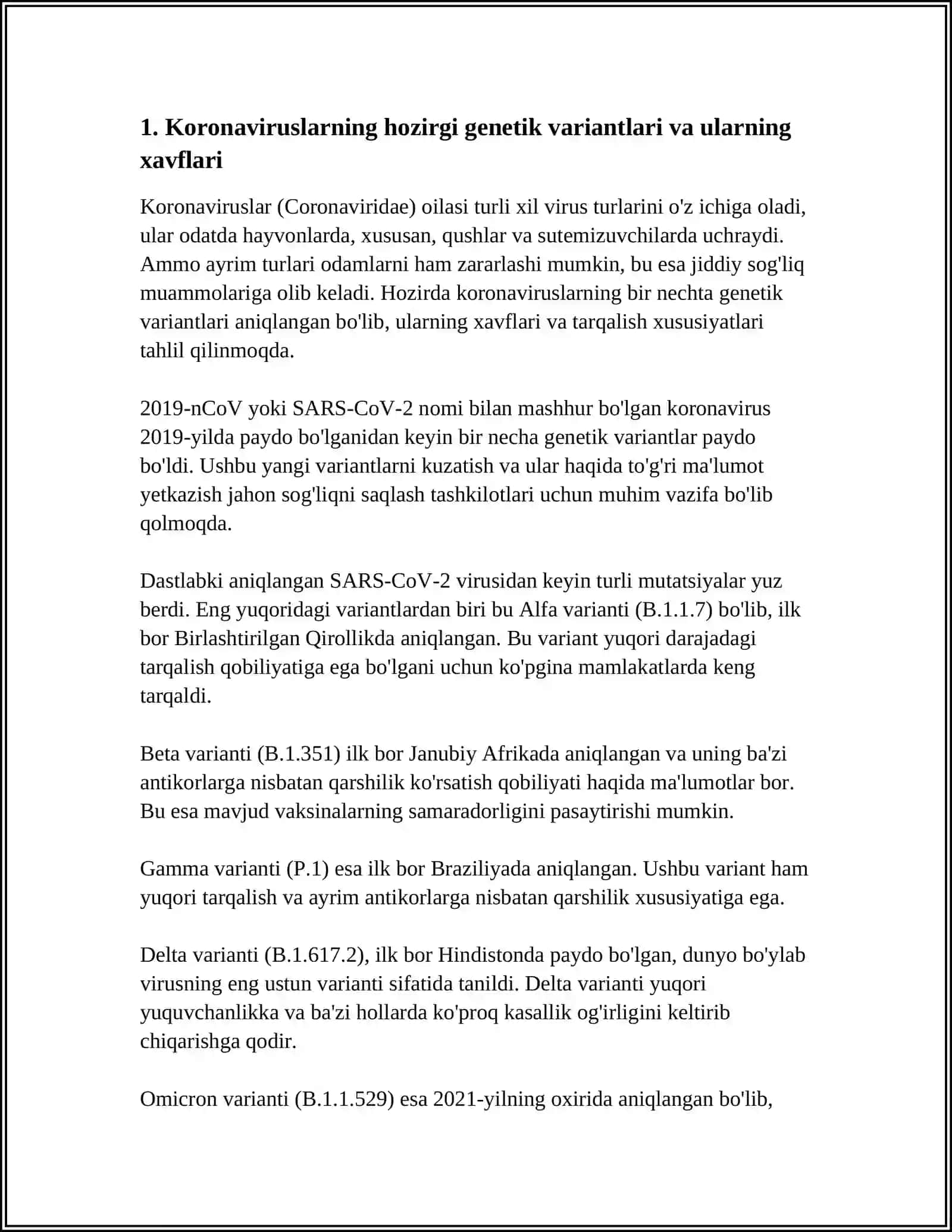 Koronaviruslar va Ularning Hozirgi Kundagi Muammolari 4