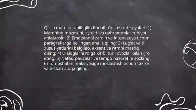 Qissa janriga oid badiiy asarlarni ifodali oʻqish 4