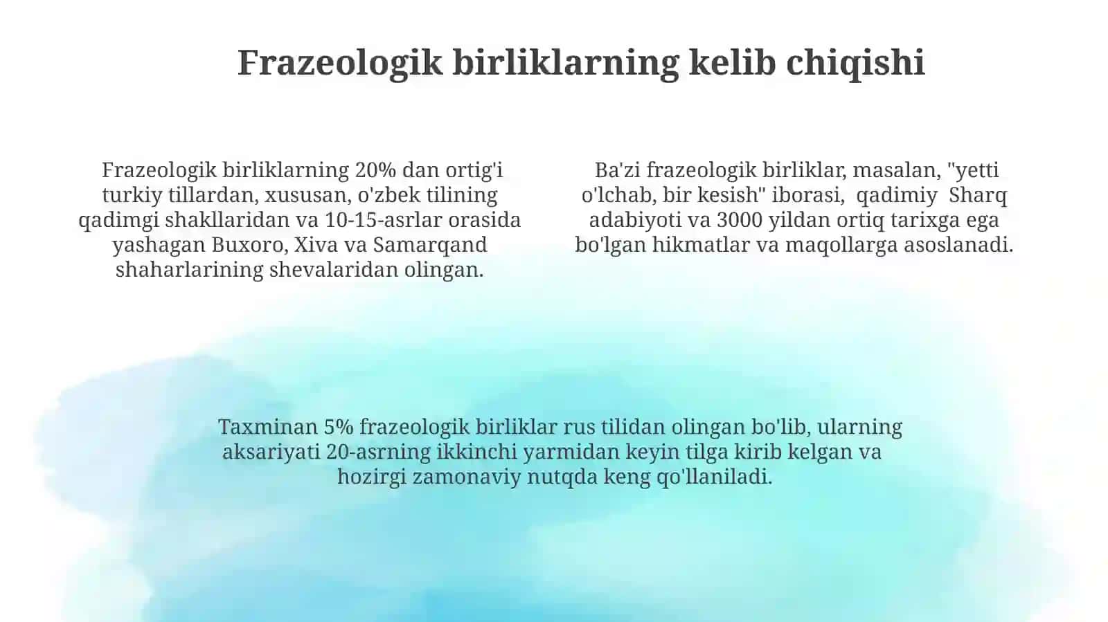 O'zbek tili frazeologizmlari 4