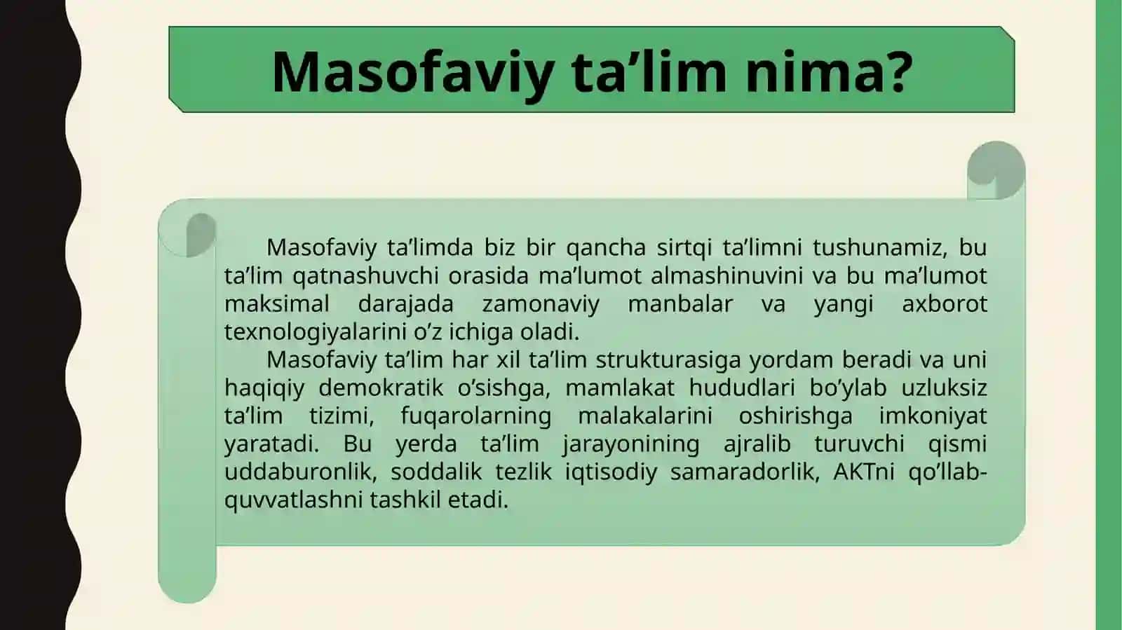Masofaviy ta’lim imkoniyatlari afzalliklari va elektron darsliklar 4