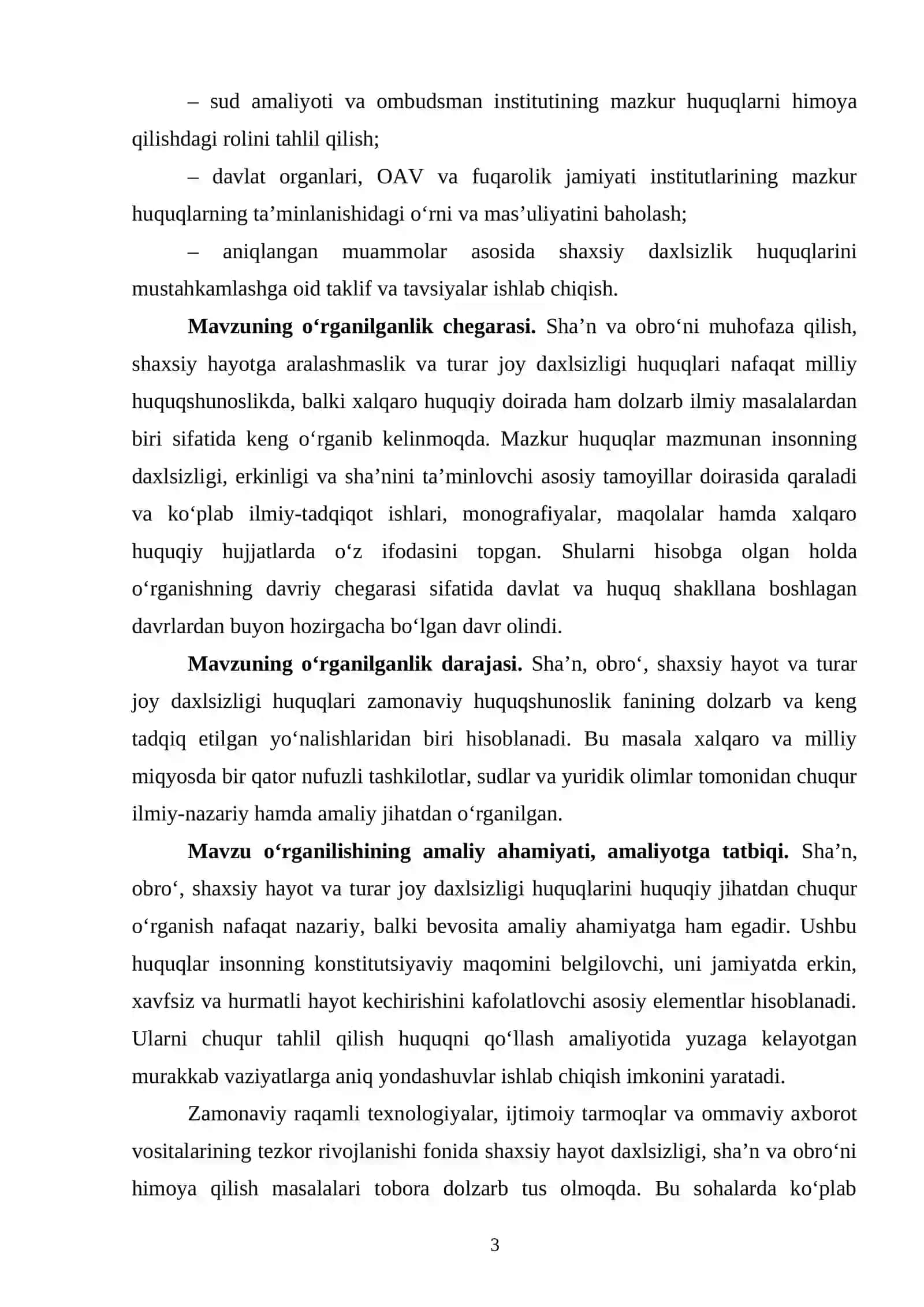 Shan va obro'ga qilingan tajovuzlardan, shaxsiy hayotga aralashishdan himoyalanish va turar joy dahilsizligi huquqi 4