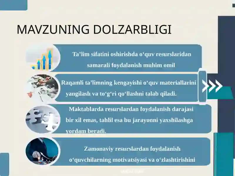 O‘quv materiallari va resurslardan foydalanish samaradorligini tahlil qilish 4