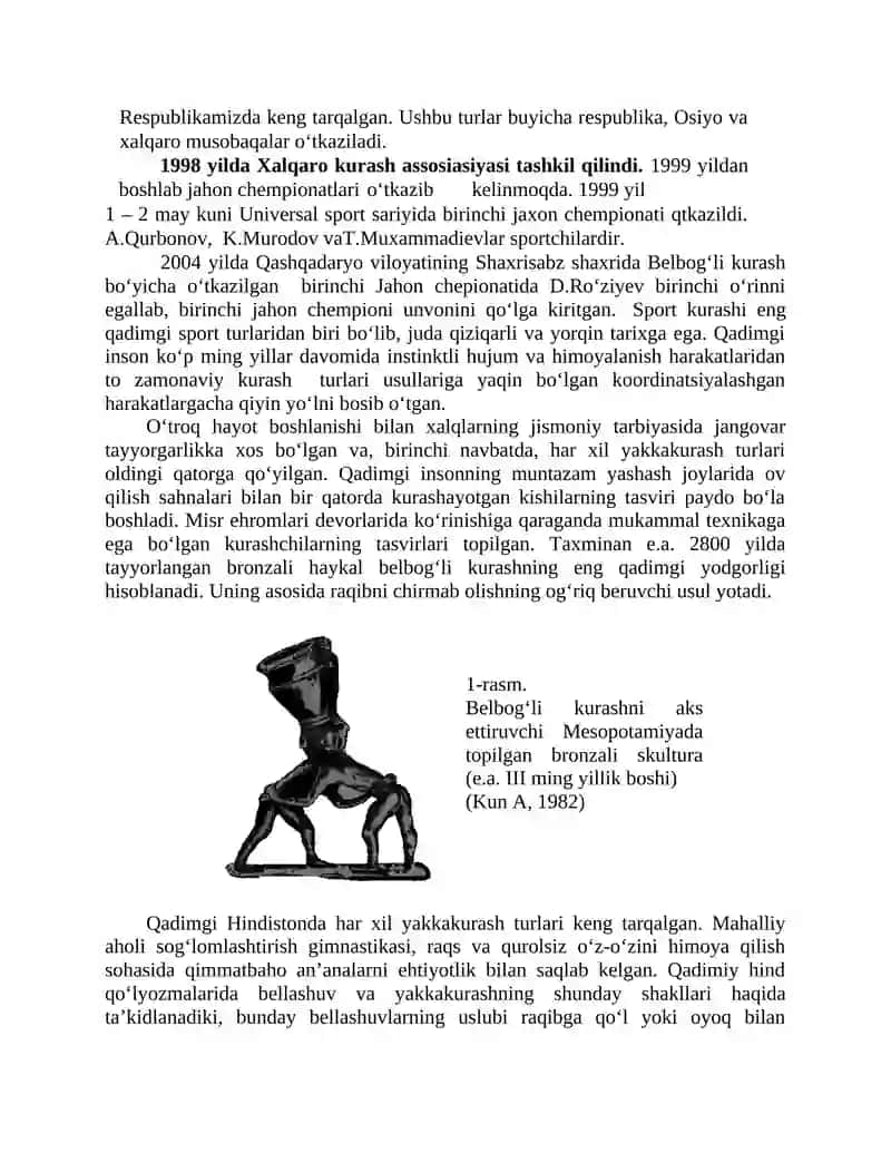 Milliy kurash va belbog‘li kurashi rivojlanish tarixi 4