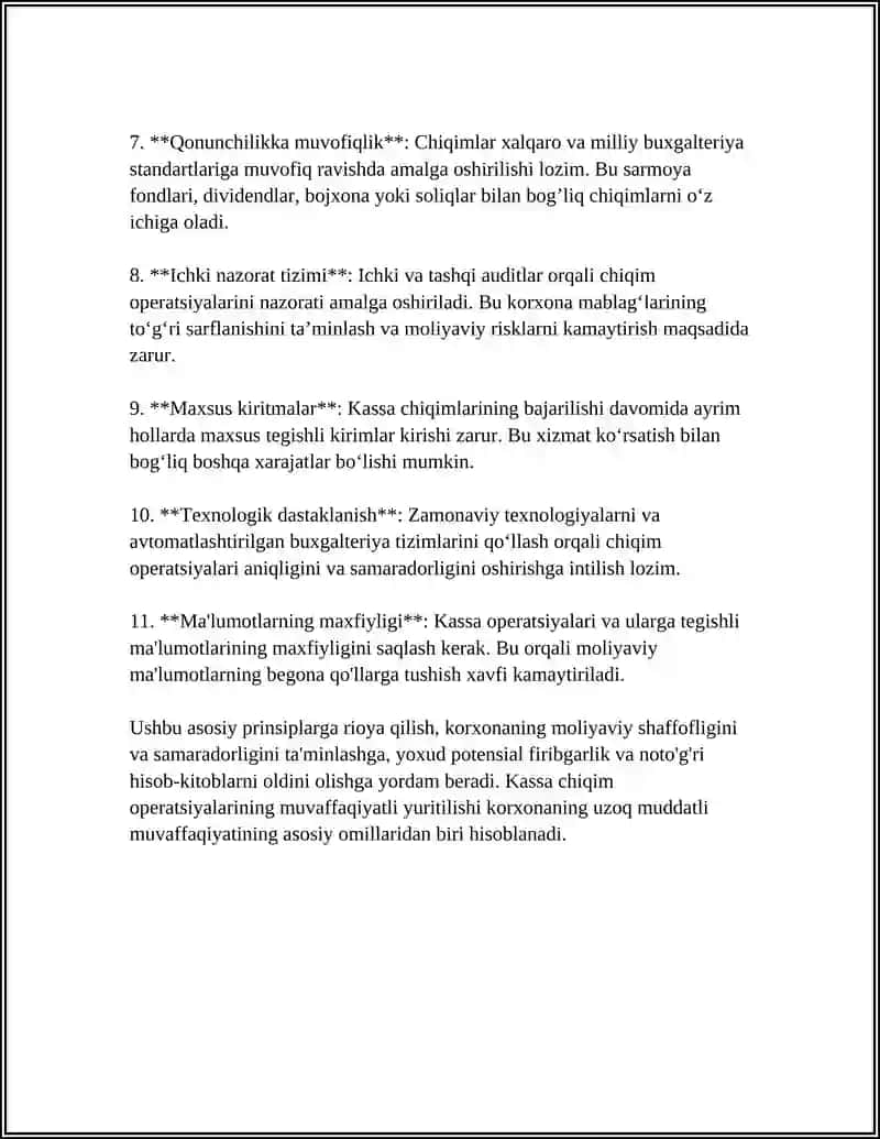 BANKLARDA CHIQIM KASSA OPERATSIYALARI BO’YICHA HUJJATLAR AYLANISHI, HISOBI VA NAZORATI 4