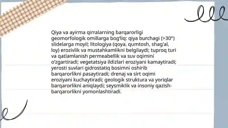 Geotexnika muhandisligi geomorfologiya bilan bog‘liqligi 4
