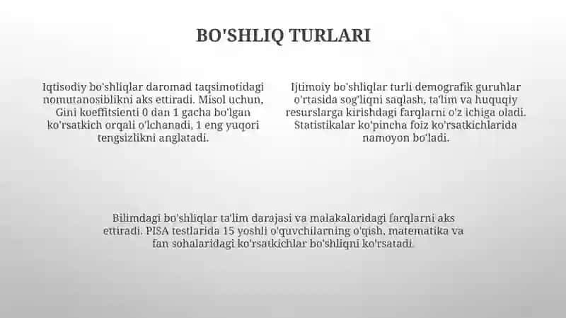 Bo'shliq: Ta'rif, Turlari va Sabablari 4