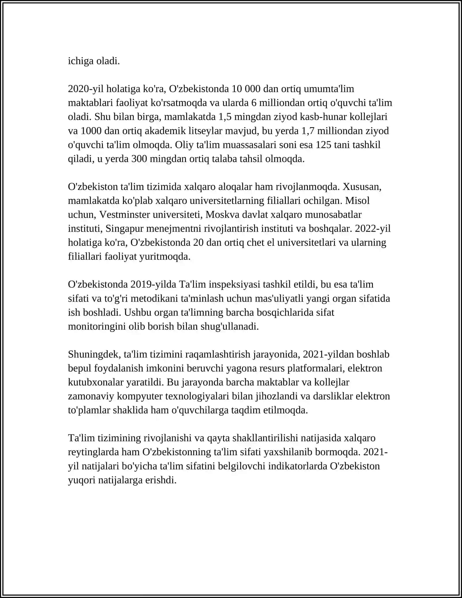 OʻZBEKISTONDA TAʼLIM SOHASINI RIVOJLANTIRISH TARIXI 4