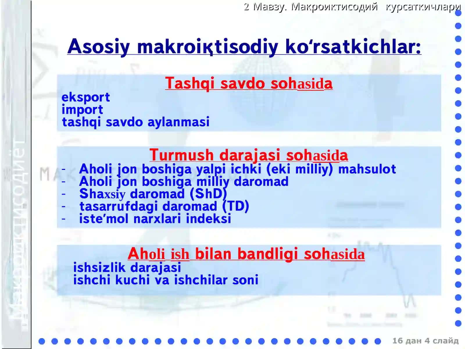 Milliy hisobchilik va makroiqtisodiy ko’rsatkichlar 4