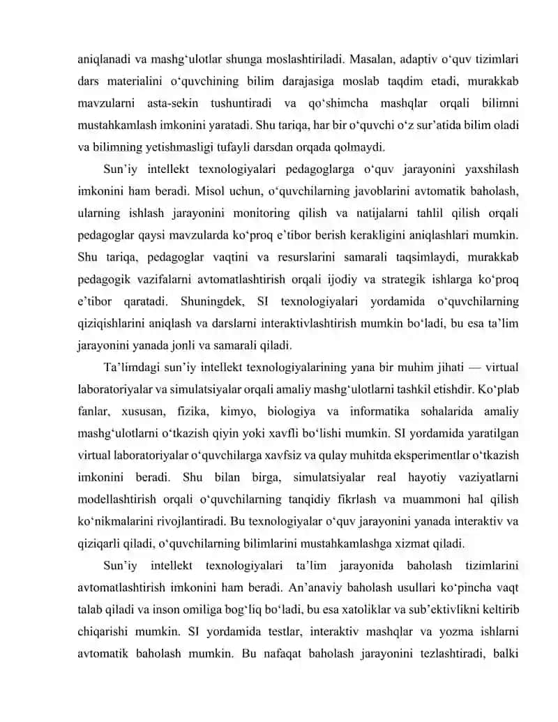 Sun’iy intellekt texnologiyalarining ta’limdagi qoʻllanilishi 4
