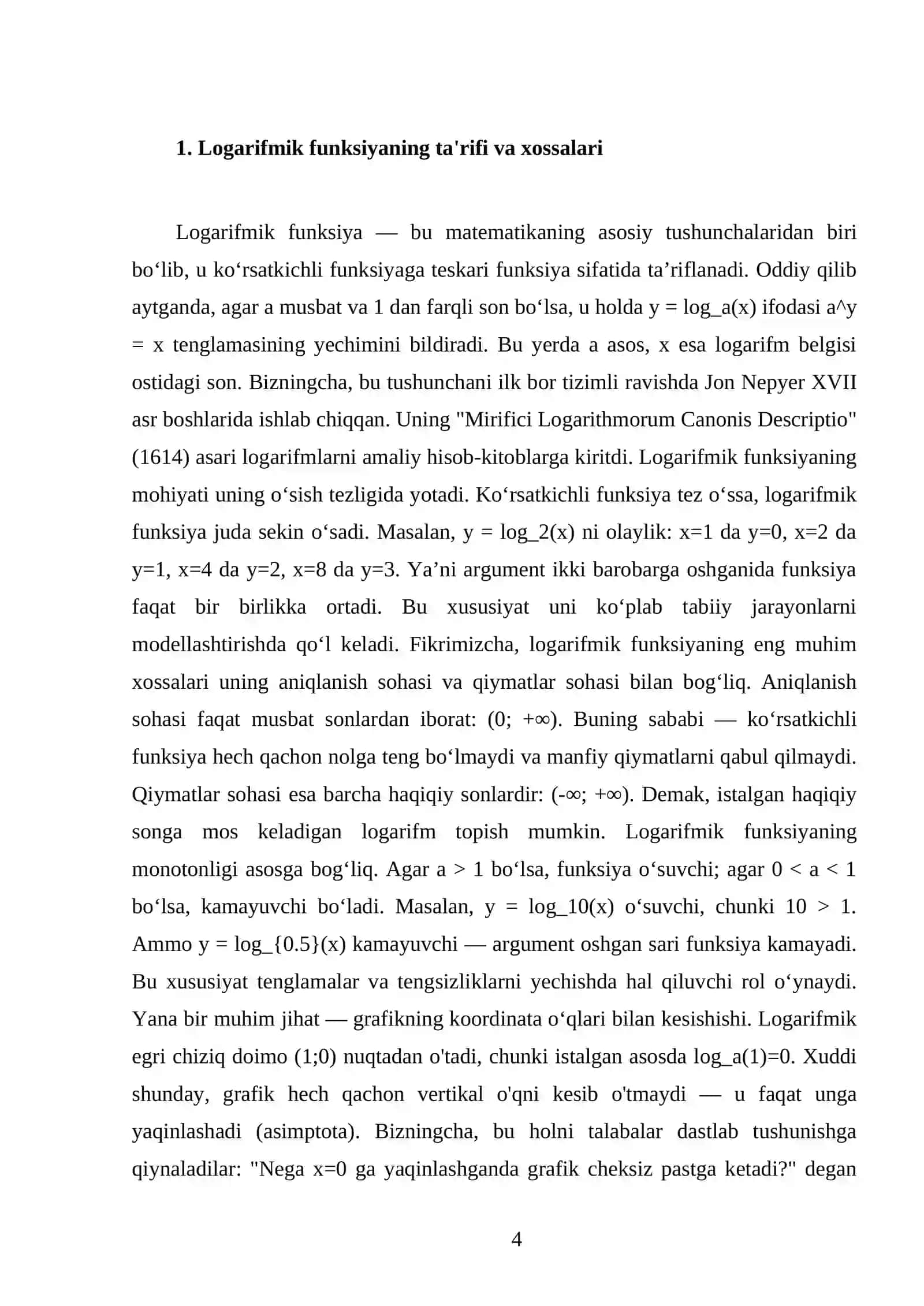 Logarifmik funksiyalar, tenglamalar va tengsizliklar 4