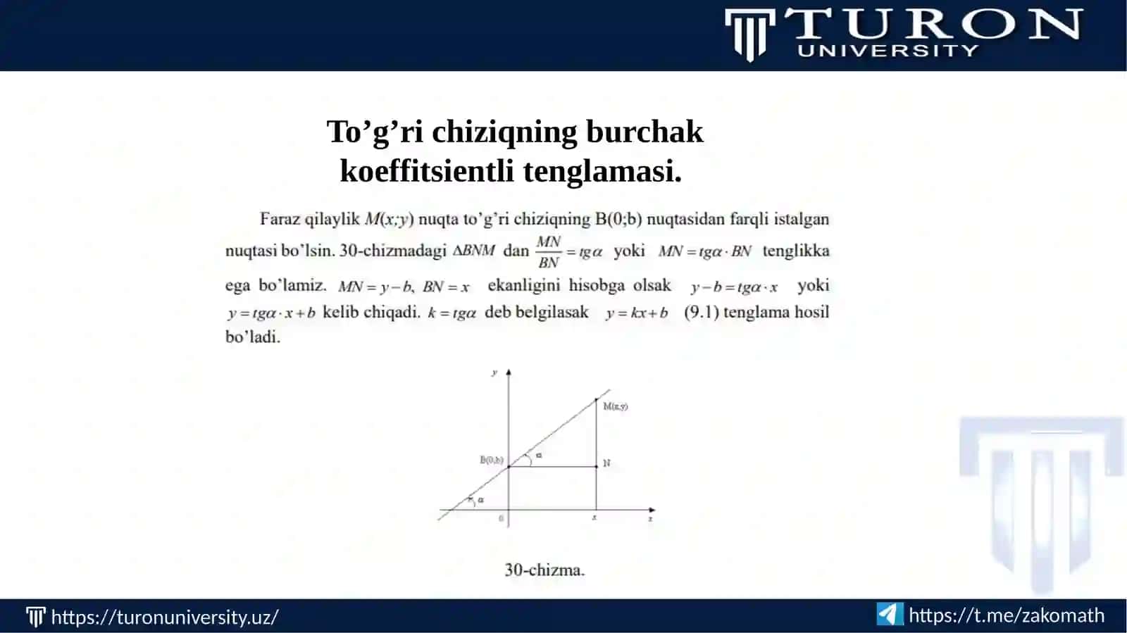 TEKISLIKDA TO’G’RI CHIZIQ TENGLAMALARI 4