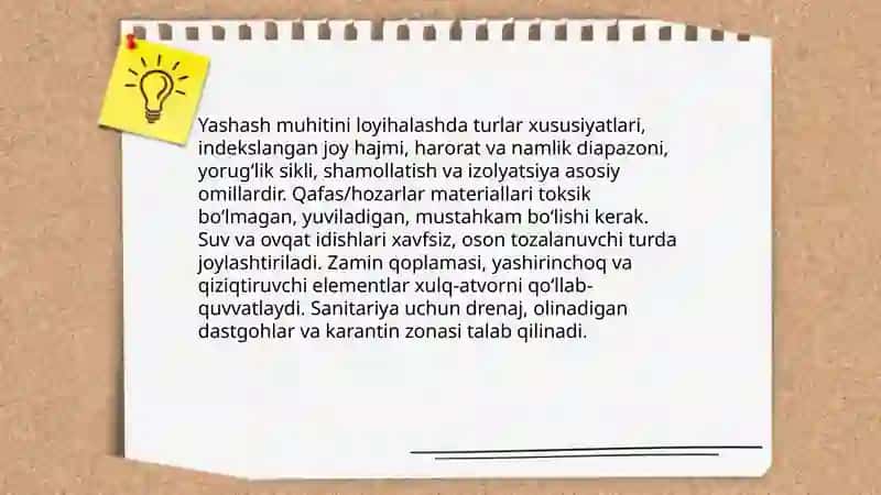 Tirik tabiat burchagida hayvonlarni saqlash va parvarishlash 4