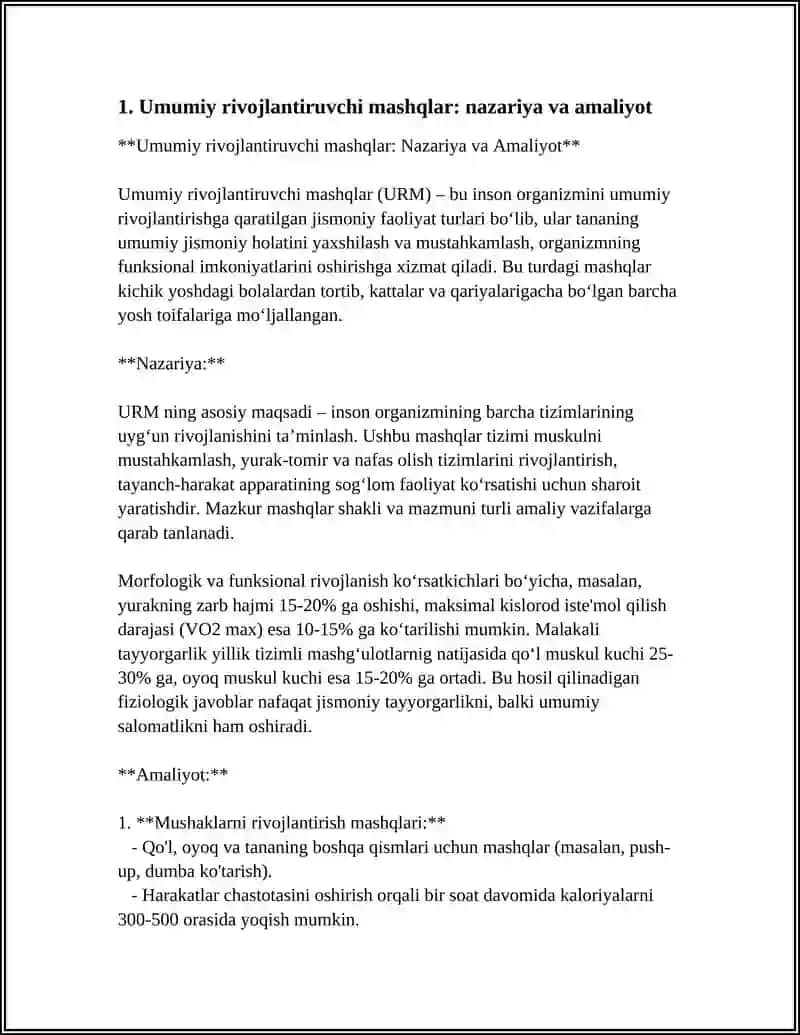 Umumiy rivojlantiruvchi mashqlar: Nazariya va Amaliyot 4