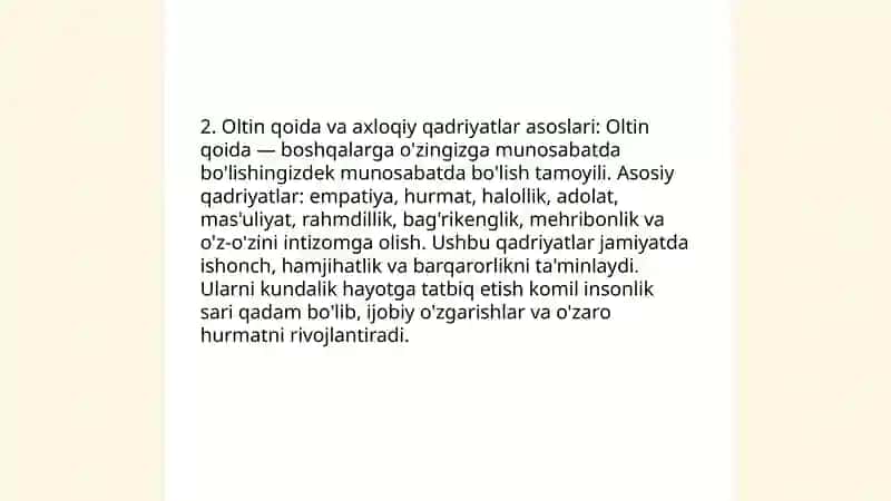 Oltin qoida asosida yashash-komil insonlik sari qadam 4