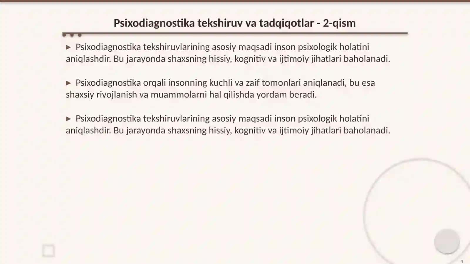 Psixodiagnostika tekshiruv va tadqiqotlar 4