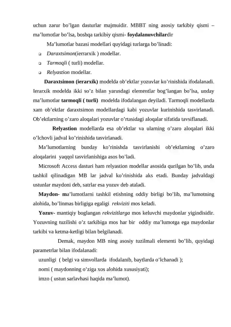 Ma’lumotlar bazasi (Information Database) 4